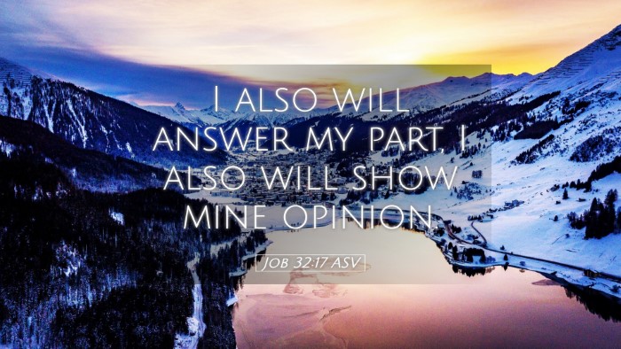 Picture 05 - Job 32:17 ASV Desktop Wallpaper - I also will answer my part, I also will show mine - Desktop Bible Verse Wallpaper