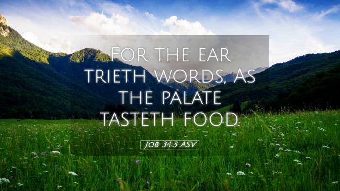 Picture 05 - Job 34:3 ASV Desktop Wallpaper - For the ear trieth words, As the palate tasteth - Desktop Bible Verse Wallpaper