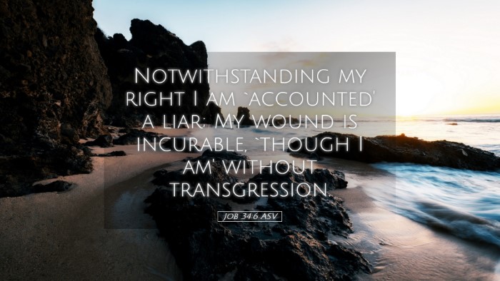Picture 05 - Job 34:6 ASV Desktop Wallpaper - Notwithstanding my right I am `accounted' a liar; - Desktop Bible Verse Wallpaper