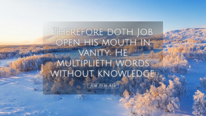 Picture 05 - Job 35:16 ASV Desktop Wallpaper - Therefore doth Job open his mouth in vanity; He - Desktop Bible Verse Wallpaper