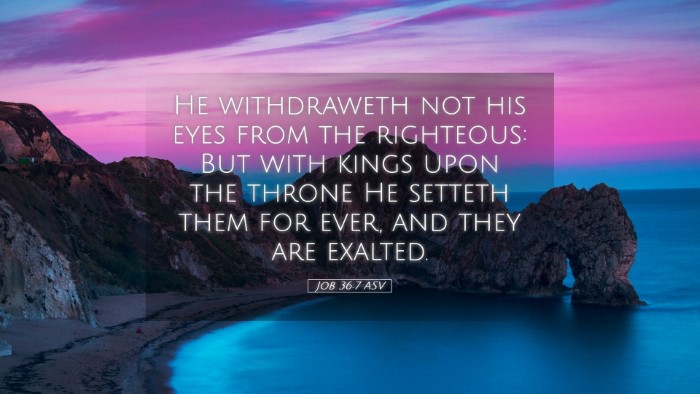 Picture 05 - Job 36:7 ASV Desktop Wallpaper - He withdraweth not his eyes from the righteous: - Desktop Bible Verse Wallpaper