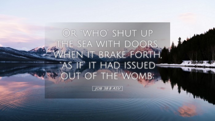 Picture 05 - Job 38:8 ASV Desktop Wallpaper - Or `who' shut up the sea with doors, When it - Desktop Bible Verse Wallpaper