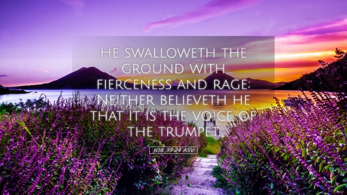 Picture 05 - Job 39:24 ASV Desktop Wallpaper - He swalloweth the ground with fierceness and - Desktop Bible Verse Wallpaper