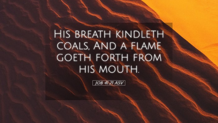 Picture 05 - Job 41:21 ASV Desktop Wallpaper - His breath kindleth coals, And a flame goeth - Desktop Bible Verse Wallpaper