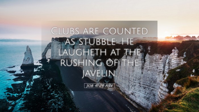 Picture 05 - Job 41:29 ASV Desktop Wallpaper - Clubs are counted as stubble: He laugheth at the - Desktop Bible Verse Wallpaper