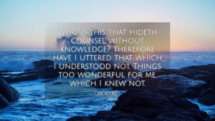 Picture 05 - Job 42:3 ASV Desktop Wallpaper - Who is this that hideth counsel without - Desktop Bible Verse Wallpaper