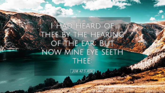 Picture 05 - Job 42:5 ASV Desktop Wallpaper - I had heard of thee by the hearing of the ear; - Desktop Bible Verse Wallpaper