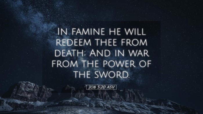 Picture 05 - Job 5:20 ASV Desktop Wallpaper - In famine he will redeem thee from death; And in - Desktop Bible Verse Wallpaper