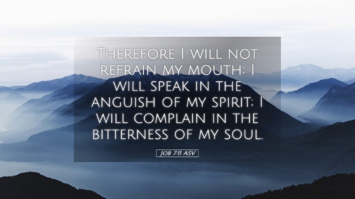 Picture 05 - Job 7:11 ASV Desktop Wallpaper - Therefore I will not refrain my mouth; I will - Desktop Bible Verse Wallpaper