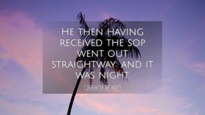 Picture 05 - John 13:30 ASV Desktop Wallpaper - He then having received the sop went out - Desktop Bible Verse Wallpaper
