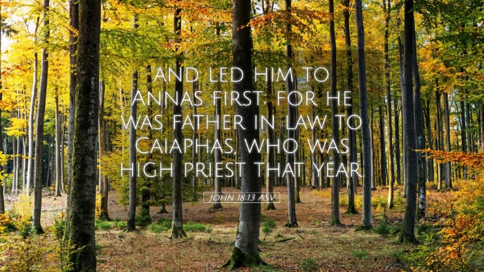 Picture 05 - John 18:13 ASV Desktop Wallpaper - and led him to Annas first; for he was father in - Desktop Bible Verse Wallpaper
