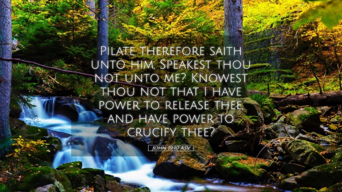 Picture 05 - John 19:10 ASV Desktop Wallpaper - Pilate therefore saith unto him, Speakest thou - Desktop Bible Verse Wallpaper