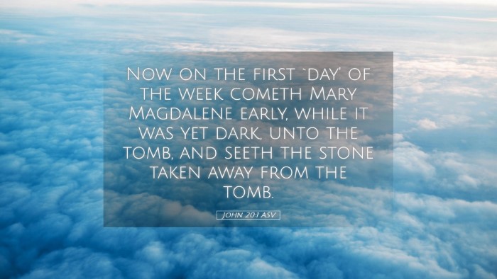 Picture 05 - John 20:1 ASV Desktop Wallpaper - Now on the first `day' of the week cometh Mary - Desktop Bible Verse Wallpaper