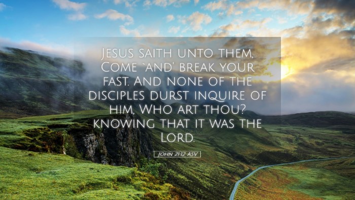 Picture 05 - John 21:12 ASV Desktop Wallpaper - Jesus saith unto them, Come `and' break your - Desktop Bible Verse Wallpaper