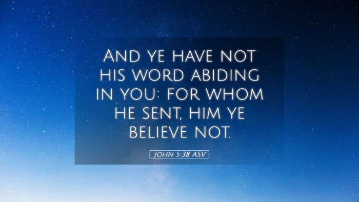 Picture 05 - John 5:38 ASV Desktop Wallpaper - And ye have not his word abiding in you: for whom - Desktop Bible Verse Wallpaper