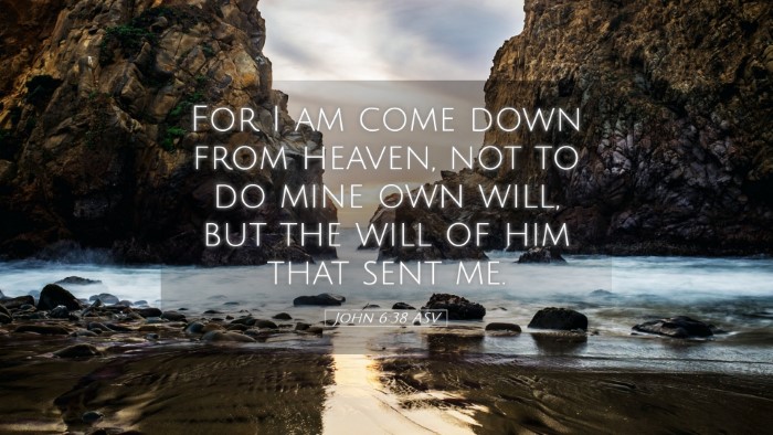 Picture 05 - John 6:38 ASV Desktop Wallpaper - For I am come down from heaven, not to do mine - Desktop Bible Verse Wallpaper
