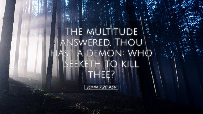 Picture 05 - John 7:20 ASV Desktop Wallpaper - The multitude answered, Thou hast a demon: who - Desktop Bible Verse Wallpaper
