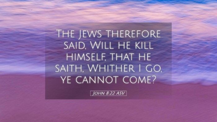 Picture 05 - John 8:22 ASV Desktop Wallpaper - The Jews therefore said, Will he kill himself, - Desktop Bible Verse Wallpaper