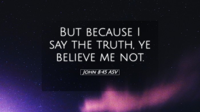 Picture 05 - John 8:45 ASV Desktop Wallpaper - But because I say the truth, ye believe me - Desktop Bible Verse Wallpaper