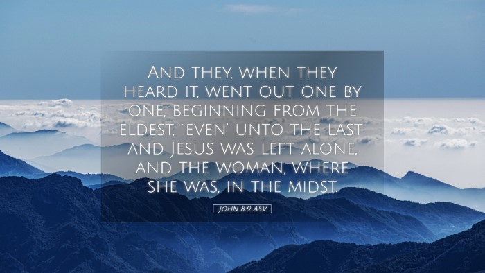 Picture 05 - John 8:9 ASV Desktop Wallpaper - And they, when they heard it, went out one by - Desktop Bible Verse Wallpaper