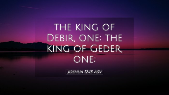 Picture 05 - Joshua 12:13 ASV Desktop Wallpaper - the king of Debir, one; the king of Geder, - Desktop Bible Verse Wallpaper