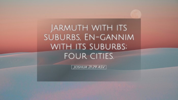 Picture 05 - Joshua 21:29 ASV Desktop Wallpaper - Jarmuth with its suburbs, En-gannim with its - Desktop Bible Verse Wallpaper