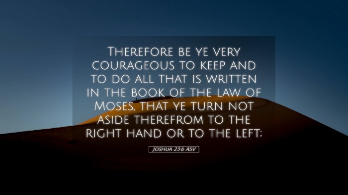 Picture 05 - Joshua 23:6 ASV Desktop Wallpaper - Therefore be ye very courageous to keep and to do - Desktop Bible Verse Wallpaper
