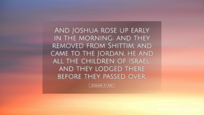 Picture 05 - Joshua 3:1 ASV Desktop Wallpaper - And Joshua rose up early in the morning; and they - Desktop Bible Verse Wallpaper
