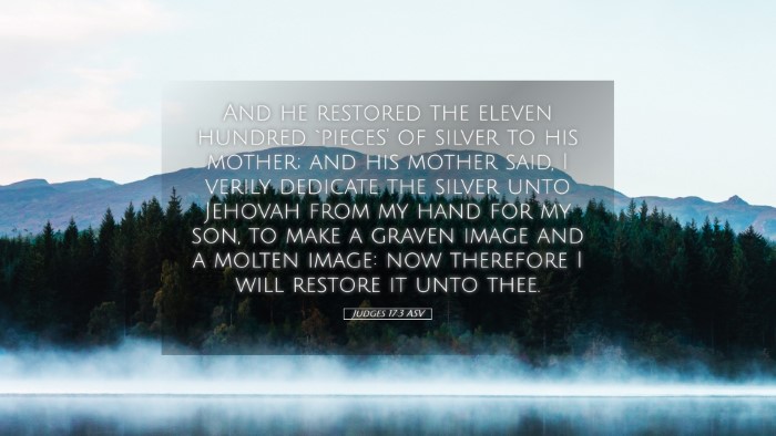 Picture 05 - Judges 17:3 ASV Desktop Wallpaper - And he restored the eleven hundred `pieces' of - Desktop Bible Verse Wallpaper