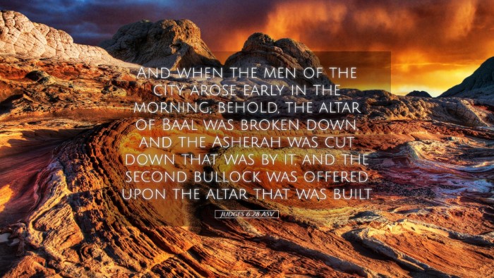 Picture 05 - Judges 6:28 ASV Desktop Wallpaper - And when the men of the city arose early in the - Desktop Bible Verse Wallpaper