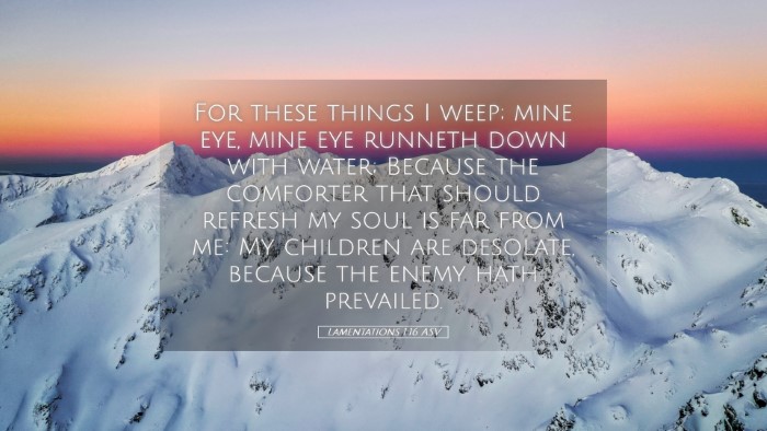 Picture 05 - Lamentations 1:16 ASV Desktop Wallpaper - For these things I weep; mine eye, mine eye - Desktop Bible Verse Wallpaper