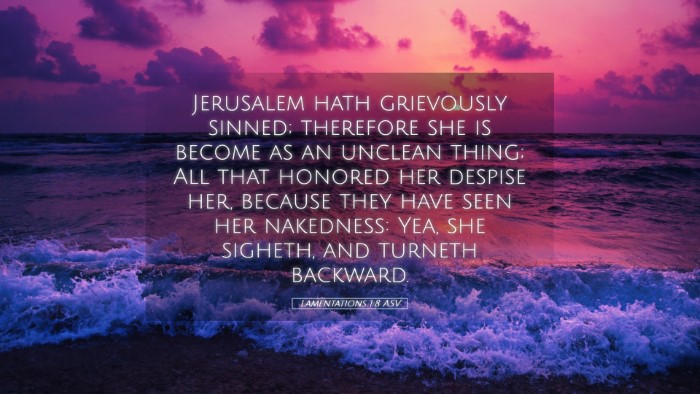 Picture 05 - Lamentations 1:8 ASV Desktop Wallpaper - Jerusalem hath grievously sinned; therefore she - Desktop Bible Verse Wallpaper
