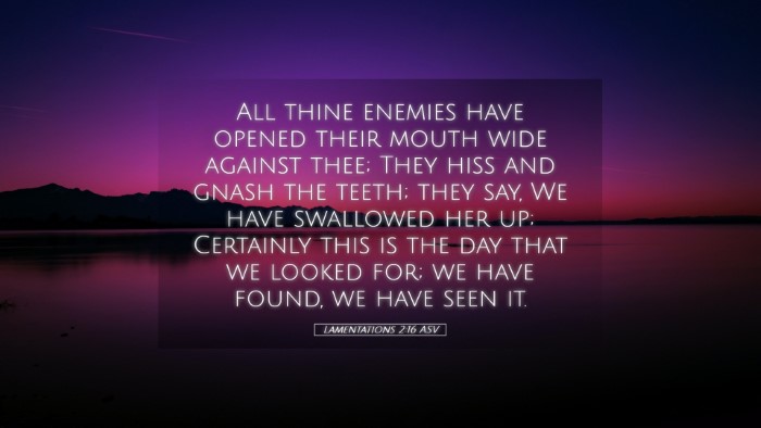Picture 05 - Lamentations 2:16 ASV Desktop Wallpaper - All thine enemies have opened their mouth wide - Desktop Bible Verse Wallpaper
