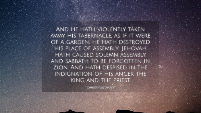 Picture 05 - Lamentations 2:6 ASV Desktop Wallpaper - And he hath violently taken away his tabernacle, - Desktop Bible Verse Wallpaper