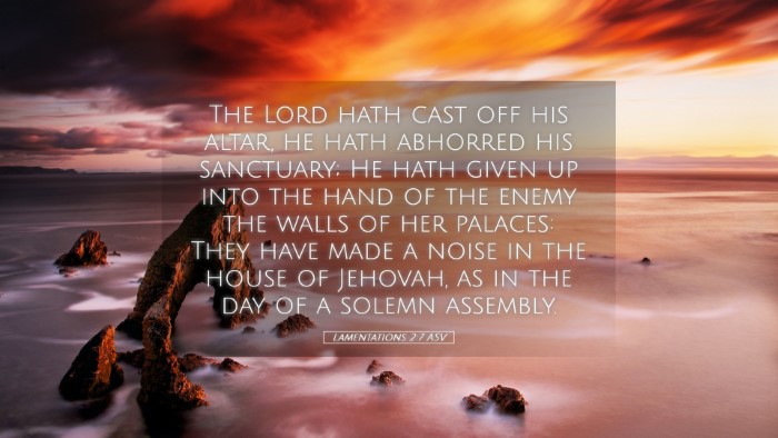 Picture 05 - Lamentations 2:7 ASV Desktop Wallpaper - The Lord hath cast off his altar, he hath - Desktop Bible Verse Wallpaper