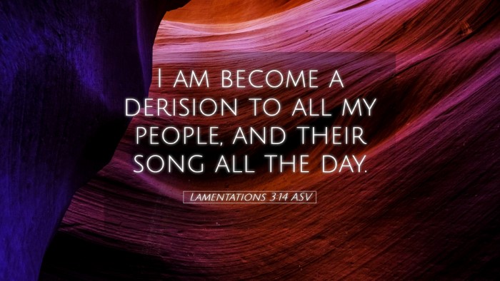 Picture 05 - Lamentations 3:14 ASV Desktop Wallpaper - I am become a derision to all my people, and - Desktop Bible Verse Wallpaper