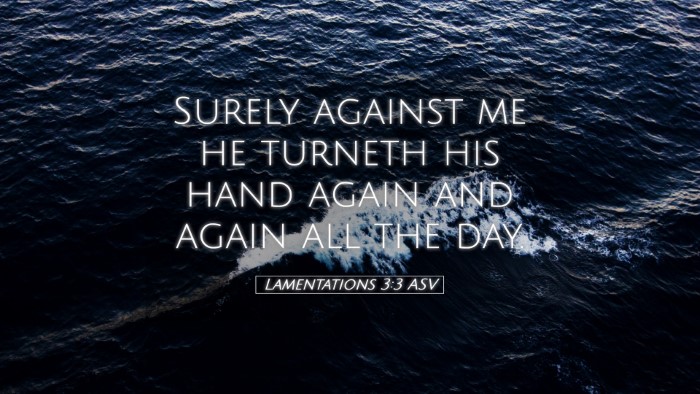 Picture 05 - Lamentations 3:3 ASV Desktop Wallpaper - Surely against me he turneth his hand again and - Desktop Bible Verse Wallpaper