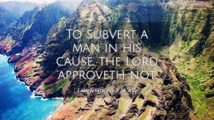Picture 05 - Lamentations 3:36 ASV Desktop Wallpaper - To subvert a man in his cause, the Lord approveth - Desktop Bible Verse Wallpaper