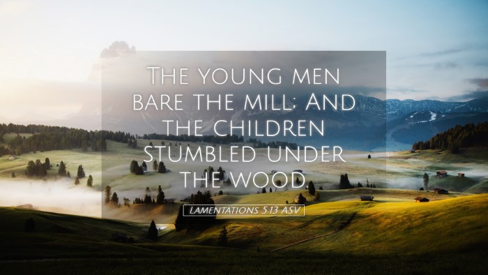 Picture 05 - Lamentations 5:13 ASV Desktop Wallpaper - The young men bare the mill; And the children - Desktop Bible Verse Wallpaper