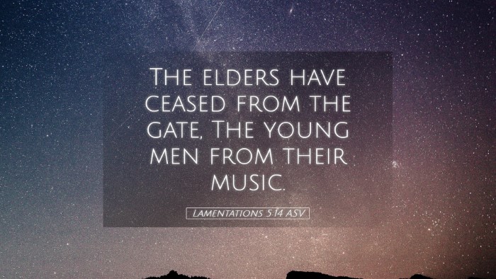 Picture 05 - Lamentations 5:14 ASV Desktop Wallpaper - The elders have ceased from the gate, The young - Desktop Bible Verse Wallpaper