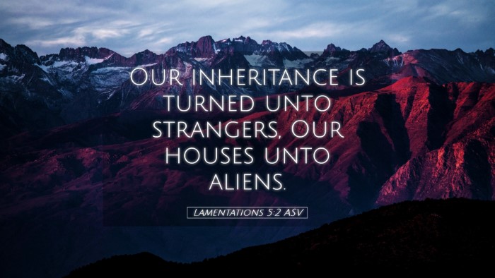 Picture 05 - Lamentations 5:2 ASV Desktop Wallpaper - Our inheritance is turned unto strangers, Our - Desktop Bible Verse Wallpaper