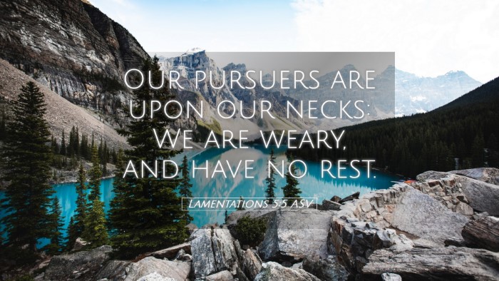 Picture 05 - Lamentations 5:5 ASV Desktop Wallpaper - Our pursuers are upon our necks: We are weary, - Desktop Bible Verse Wallpaper