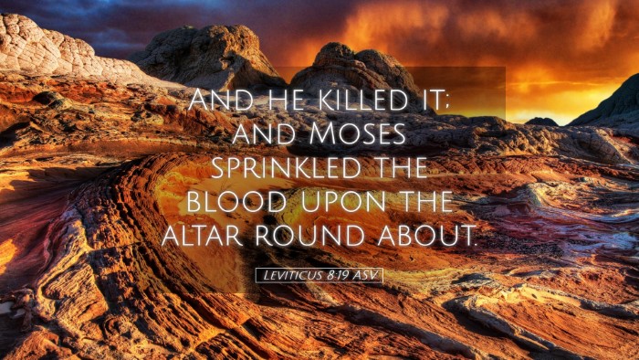 Picture 05 - Leviticus 8:19 ASV Desktop Wallpaper - And he killed it; and Moses sprinkled the blood - Desktop Bible Verse Wallpaper