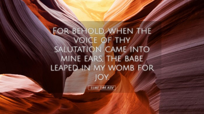 Picture 05 - Luke 1:44 ASV Desktop Wallpaper - For behold, when the voice of thy salutation came - Desktop Bible Verse Wallpaper