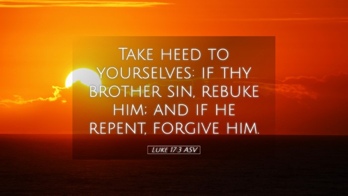 Picture 05 - Luke 17:3 ASV Desktop Wallpaper - Take heed to yourselves: if thy brother sin, - Desktop Bible Verse Wallpaper