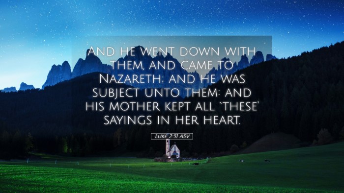 Picture 05 - Luke 2:51 ASV Desktop Wallpaper - And he went down with them, and came to Nazareth; - Desktop Bible Verse Wallpaper