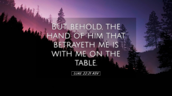 Picture 05 - Luke 22:21 ASV Desktop Wallpaper - But behold, the hand of him that betrayeth me is - Desktop Bible Verse Wallpaper