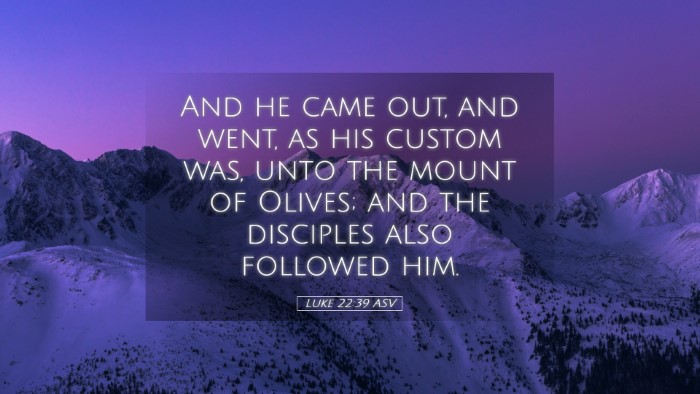 Picture 05 - Luke 22:39 ASV Desktop Wallpaper - And he came out, and went, as his custom was, - Desktop Bible Verse Wallpaper