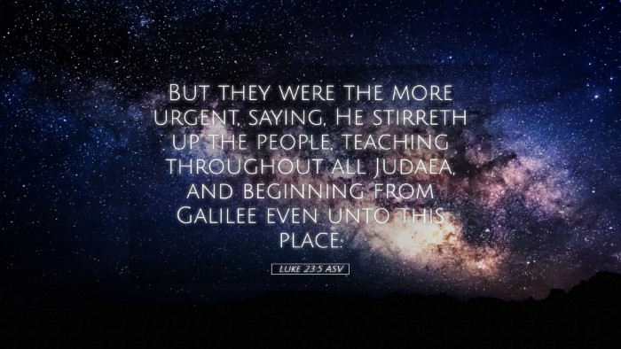 Picture 05 - Luke 23:5 ASV Desktop Wallpaper - But they were the more urgent, saying, He - Desktop Bible Verse Wallpaper