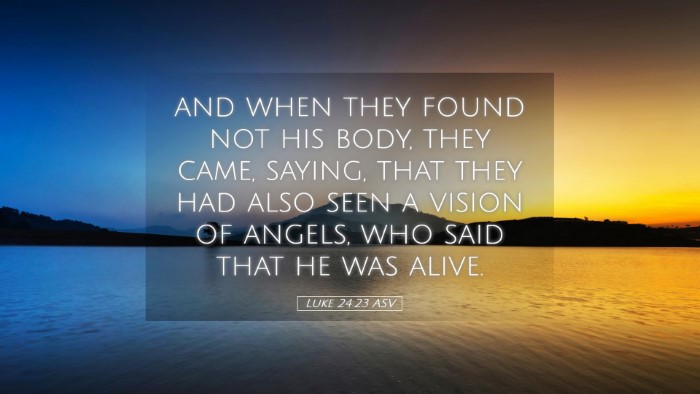 Picture 05 - Luke 24:23 ASV Desktop Wallpaper - and when they found not his body, they came, - Desktop Bible Verse Wallpaper